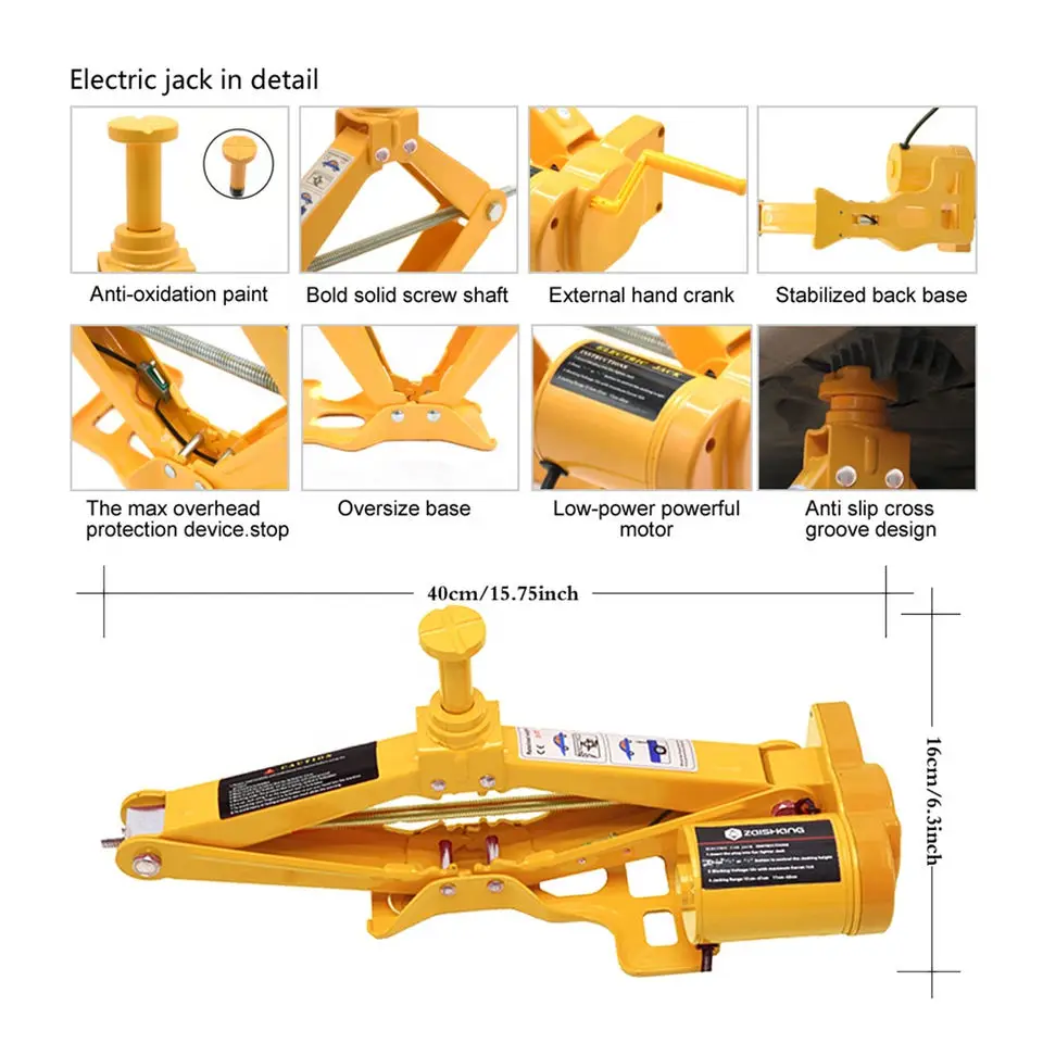 HF2ST Direct Factory Sell 5 in 1 Electric Car Jack DC12V 3T Jack Compressor Wrench Emergency Tool Kit Motor Lifting Car Jack