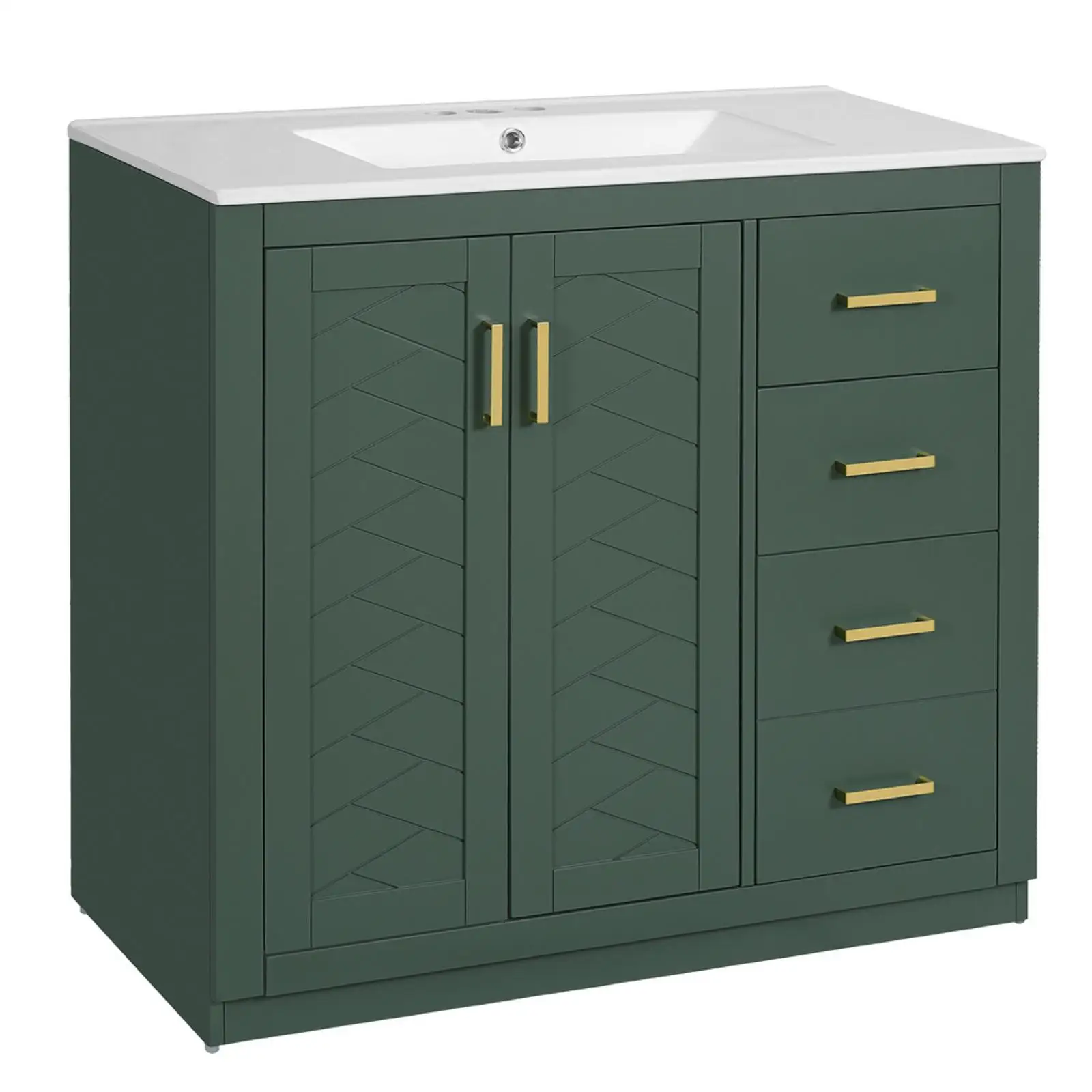 

Modern Soft Closing Vanity with Ceramic Basin Solid Wood Drawers and Cabinet for Wash Hand Basin Bathroom