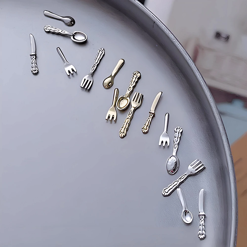 30PCS 3D Metal Nail Art Tableware Accessories Charm Parts Table Knife Spoon Fork For Nalis Decoration Manicure Supplies Material
