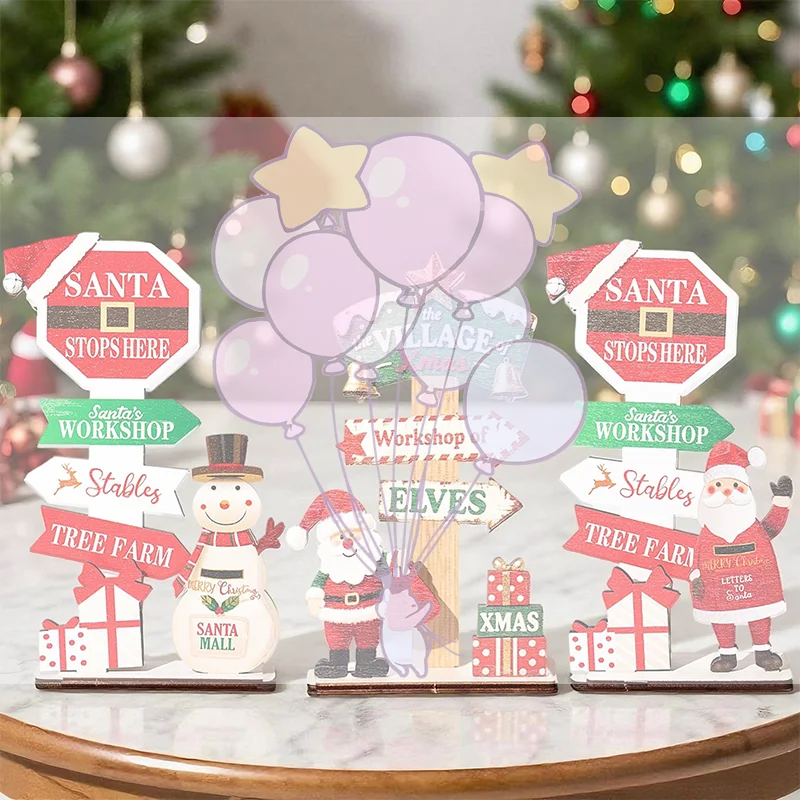 الحلي الخشبية لعيد الميلاد سانتا كلوز ثلج عيد الميلاد ديكور المنزل السنة الجديدة ديكور سطح المكتب نافيداد