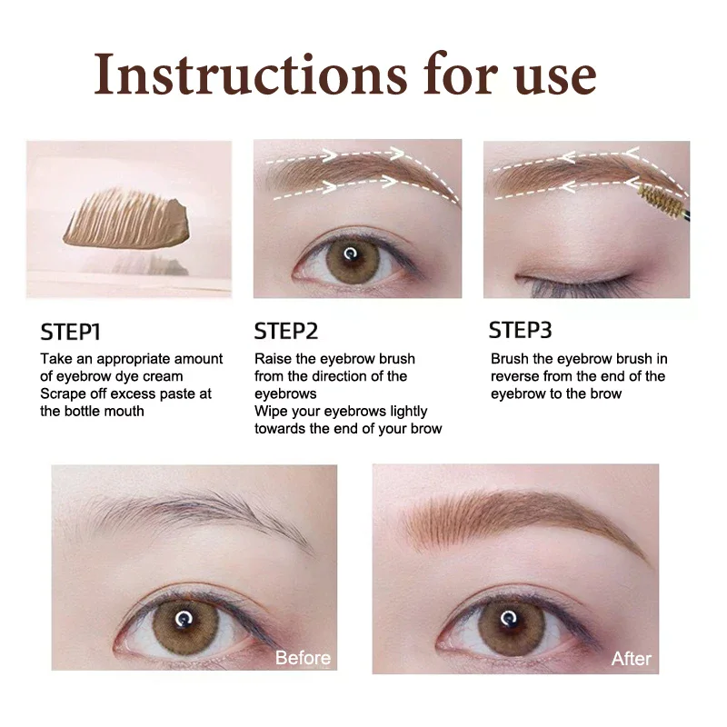 3 farben Langlebige Feste Augenbraue Mascara Creme Wasserdicht Färben Farbe Schnell trocknend Augenbraue Gel Mit Pinsel Augen Schönheit make-up