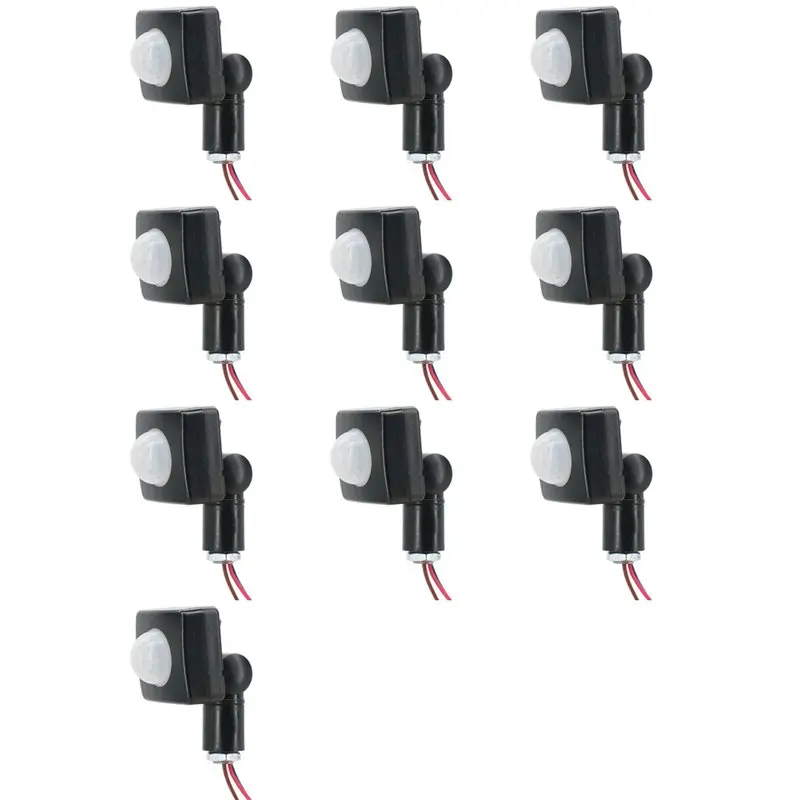 B67C 10X 220V Mini Human Body Infrared Sensor Infrared Body Sensor Switch LED Flood Light PIR Motion Sensor Adjustable Black