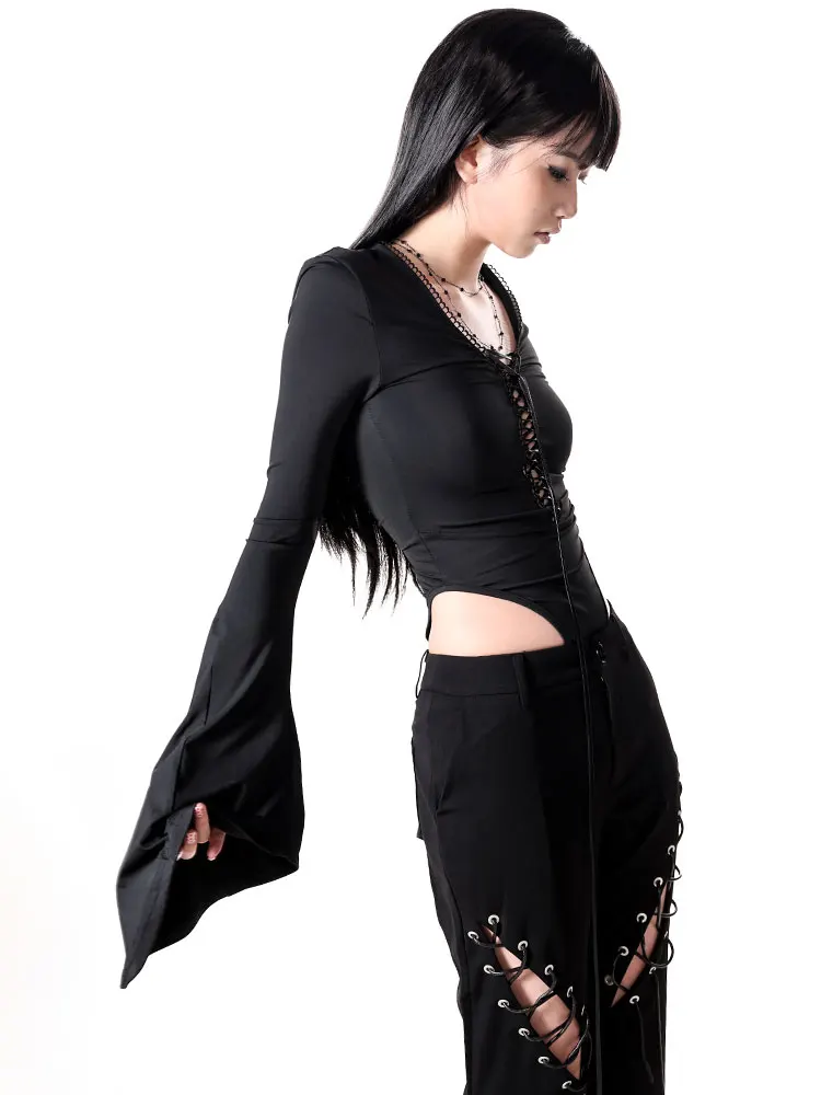 

Сексуальный американский ретро-комбинезон с перекрестными бретелями для девочек, весенний женский комбинезон k Bell Sve Pure Desire, топ из хлопка, длинный свеч...