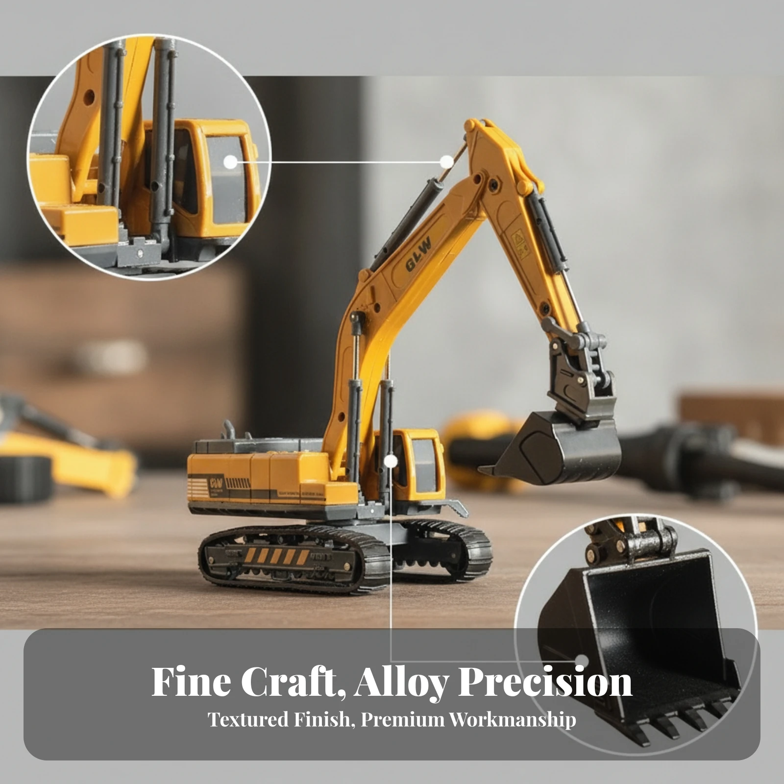 

Excavator Toy Alloy Metal Excavator Toy Digging Machine Movable Arm Molded Details