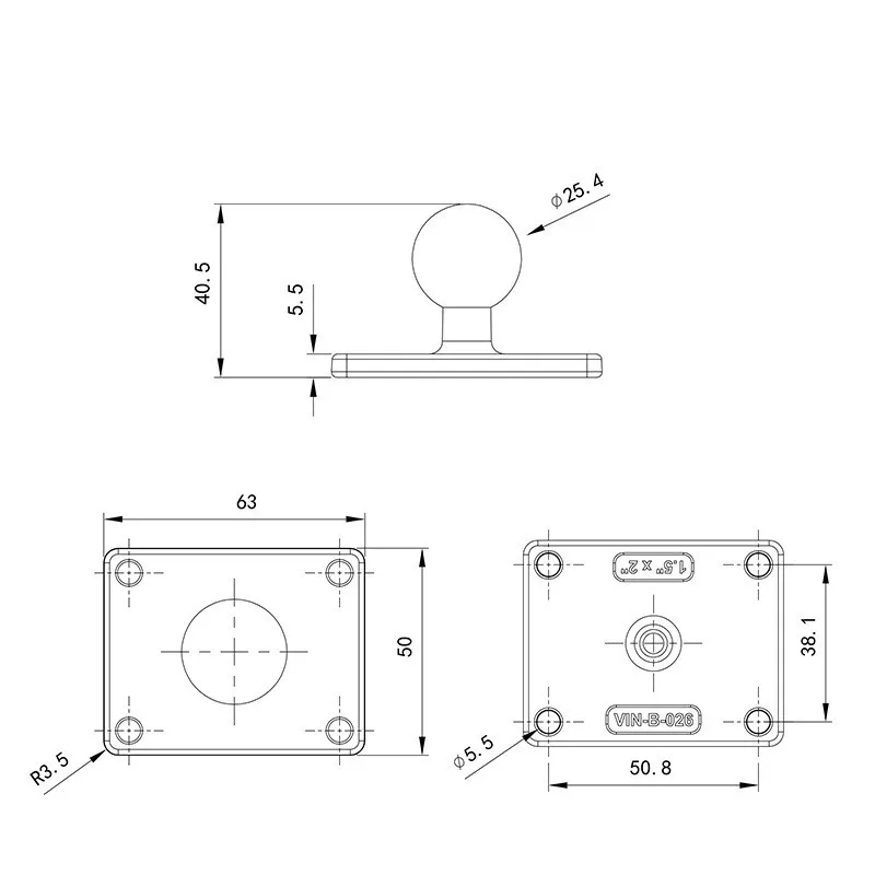 Новое противоскользящее морское алюминиевое крепление размером 1 дюйм/25 мм/B, отверстие для AMPS 1,5 дюйма X2 дюйма, подходящее для креплений оперативной памяти