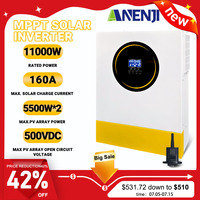 11KW MPPT Hybrid Solar Inverter 48V   2 MPPT Dual Output 230VAC On/Off Grid Solar Inverter PV 60-500V 160A Solar Charger