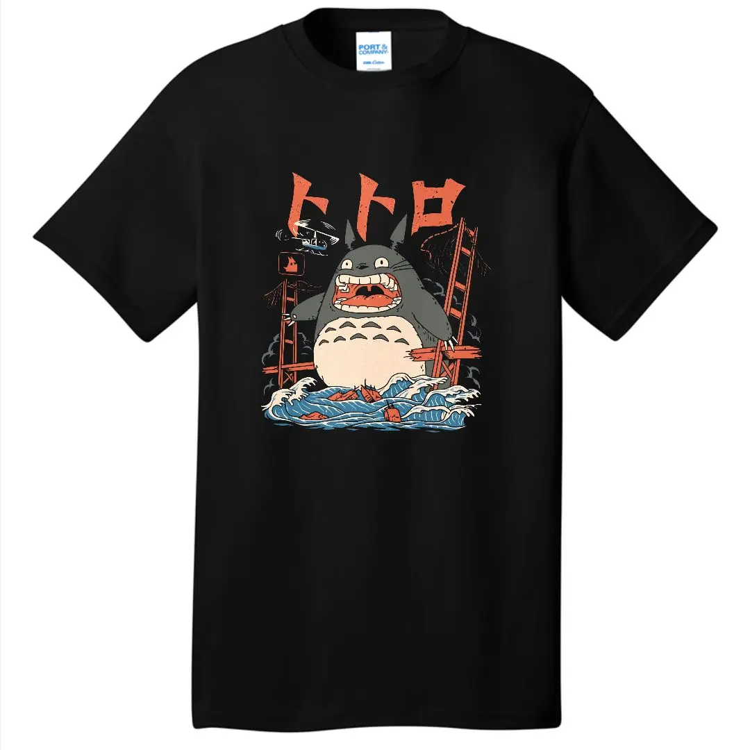 Hayao Miyazaki Anime Series Totoro Printed Men's and Women's Casual Loose Round Neck Short Sleeves Harajuku Anime Tshirt