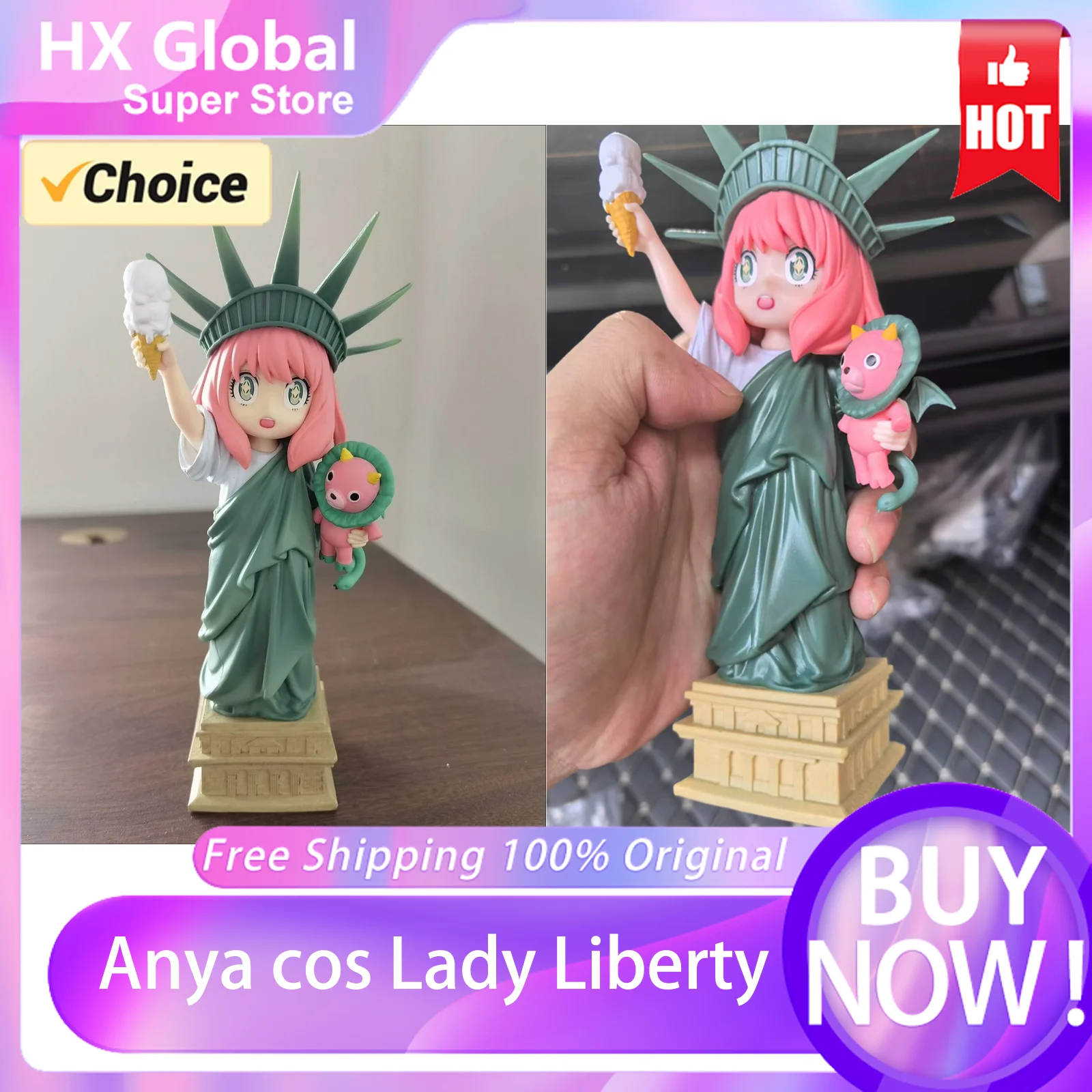 Mimo SPY×FAMILY Anya Forger Cos Lady Liberty Statue Action Figure Toys Anime Anya Forger Figure Collection Model Gift Christmas