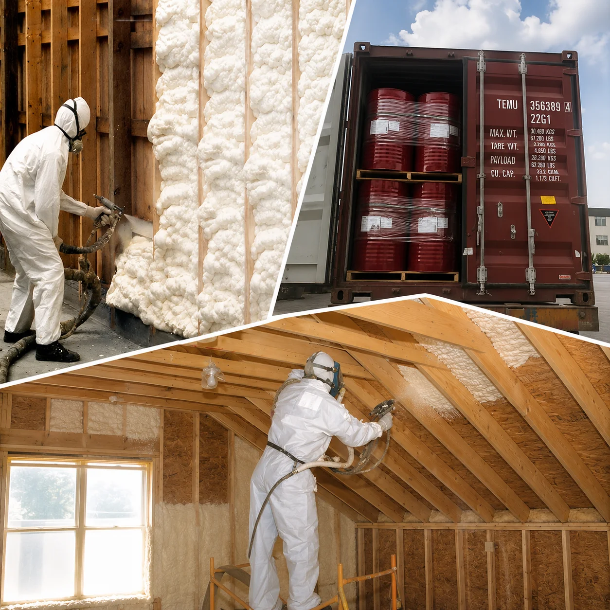 Fire Proof Two Component Liquid Polyurethane Raw Material Closed Cell Rigid Foam Polyol MDI Isocyanate Spray Insulation