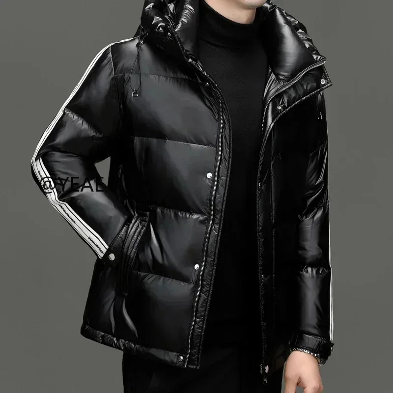 

Bright Short Down Jacket Long Sleeve Male Winter Brand Duck Men's Lightweight Padding Warm Man Coat