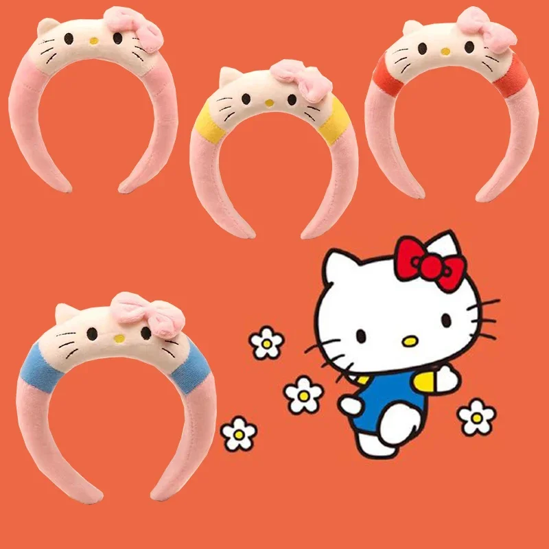 Sanrio-Diadema de felpa con orejas de Hello Kitty para mujer, diadema Kuromi bonita para niña, accesorios para el cabello suaves My Melody, regalo para amigos a la moda para niños