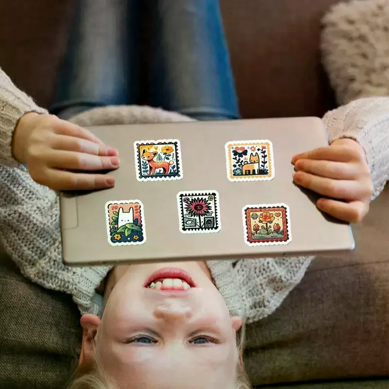 50 قطعة/المجموعة لطيف الحيوان ختم ملصقات الشارات الأمتعة المحمول دراجة نارية الهاتف ملصق مضاد للمياه ألعاب أطفال