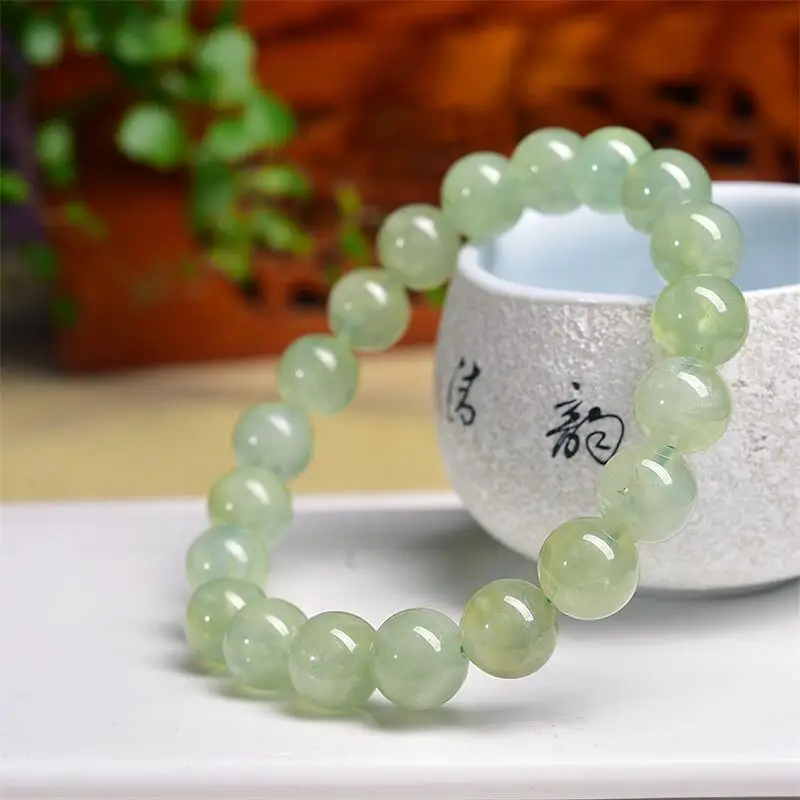 

10MM Natural Prehnite Bead Bracelet Jewelry Bangle For Women Healing Fengshui Bohemia Holiday Gift 1pcs