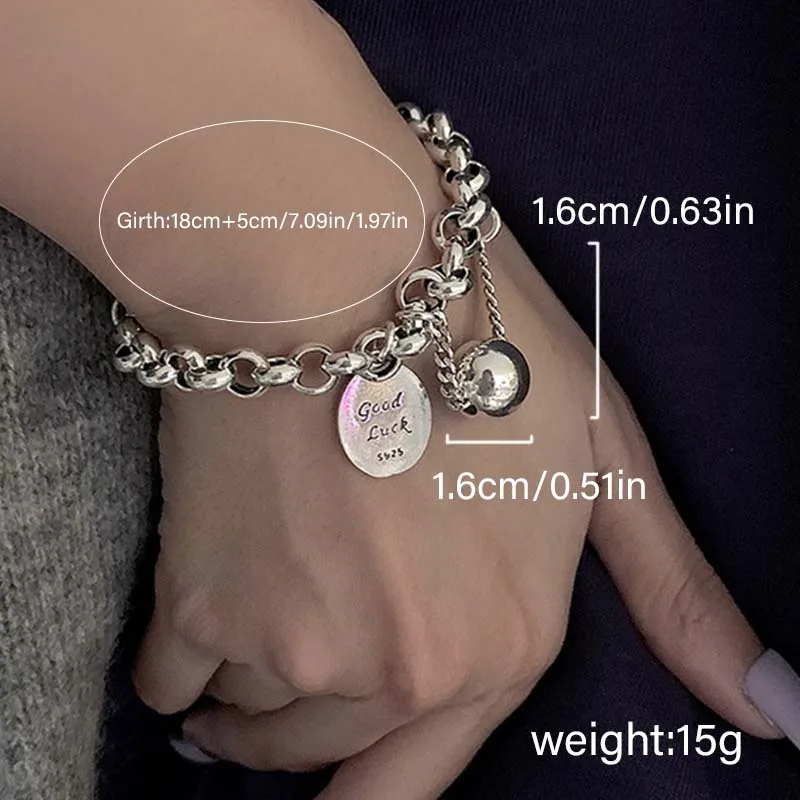 Vintage Dicke Ketten-Armbänder für Frauen Mode Perlen-Herz-Charm Strang-Armband Punk Ästhetischer Schmuck Party-Geschenk – Detail 8