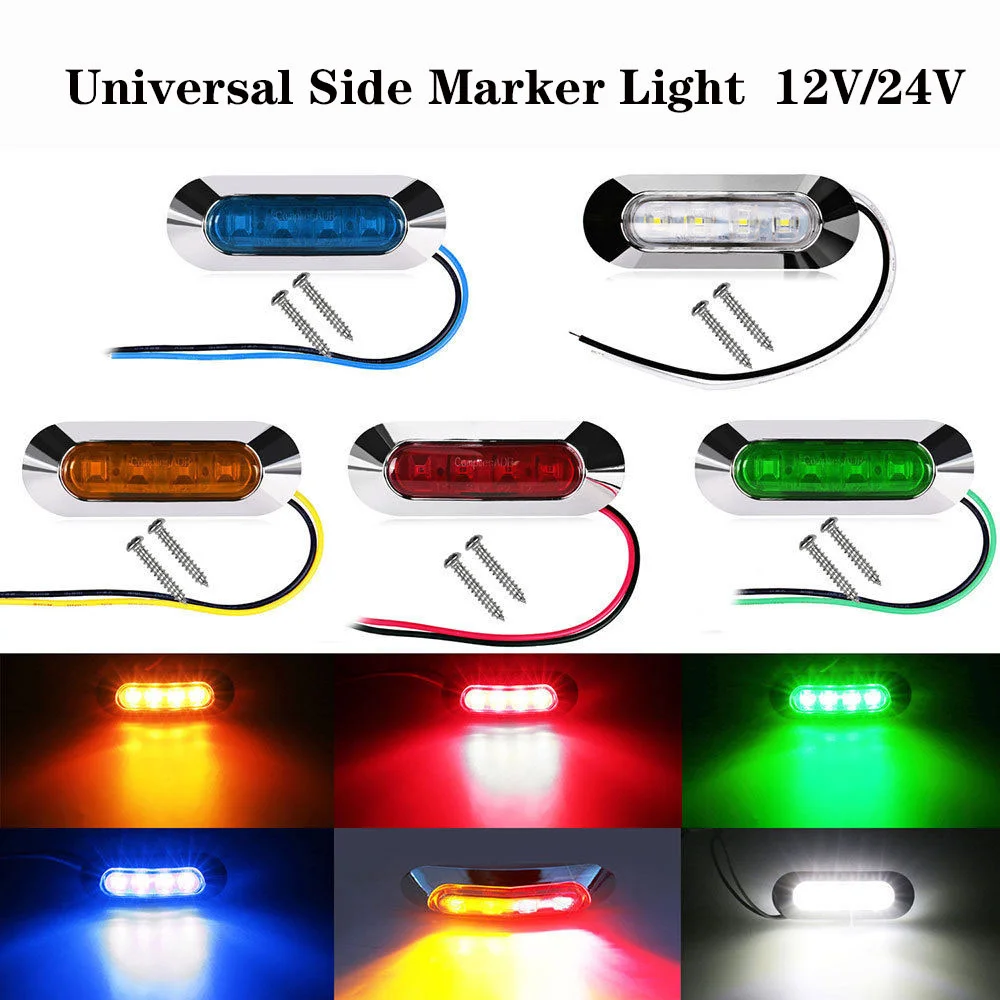 Waterproof 4 LED Side Mark Lamp Clearance indicator Light Car Truck Trailer Lorry 12V-24V light Red/White/Amber/Blue/Green