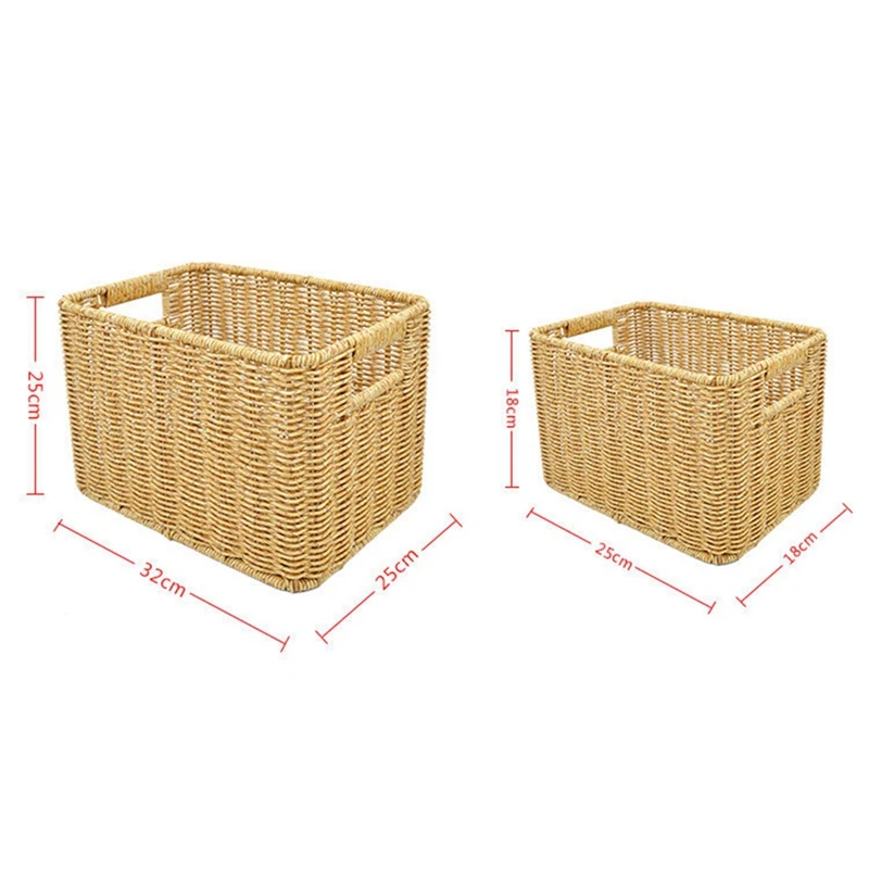 Storage Basket Hand-Woven Rattan Wicker Basket Desktop Organizing Box Various Item Arrangement Nesting Basket S