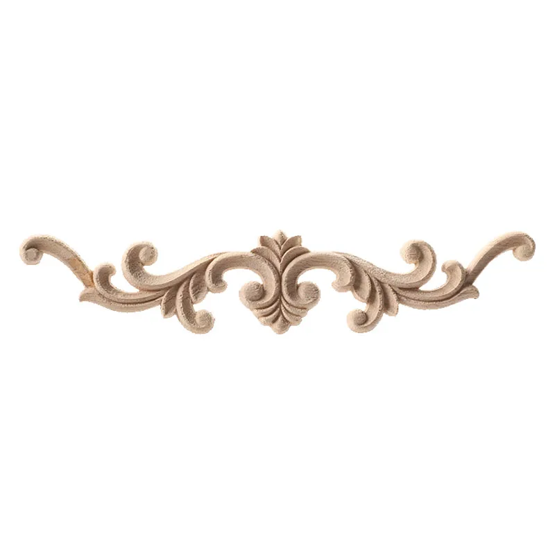 Autocollant de branche de fleur en bois, Applique d'angle, décoration de maison, longue bande sculptée en bois non peinte, verticale/horizontale