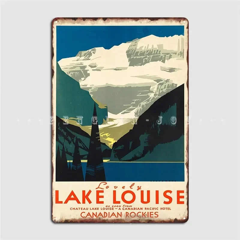 Vintage Travel Poster Lake Louise Metal Sign Club Party Mural Wall Decor Classic Tin Sign Poster