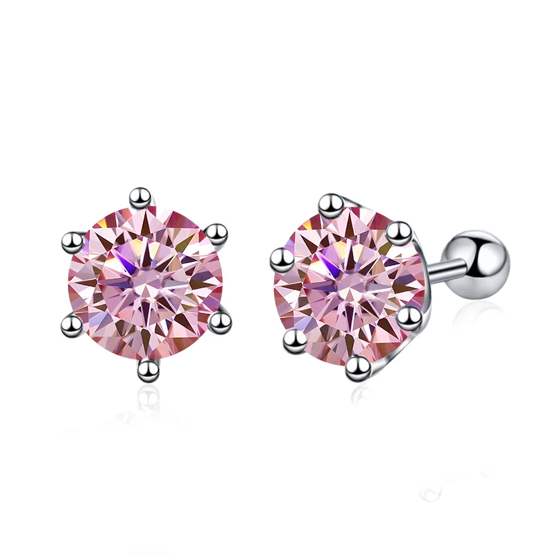 NeeTim 0.5ct 1ct 2ct Grey Blue Moissanite Earrings for Women 925 Sterling Silver with White Gold Plated Women's Earrings Jewelry