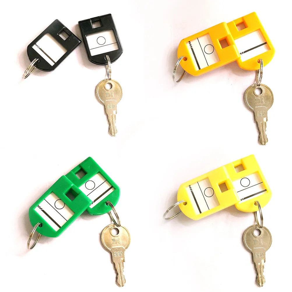 50Pcs Colorful Plastic Key Tags with Metal Keyrings Assorted Bright Colors Transparent Label Window for Keys Luggage Pet