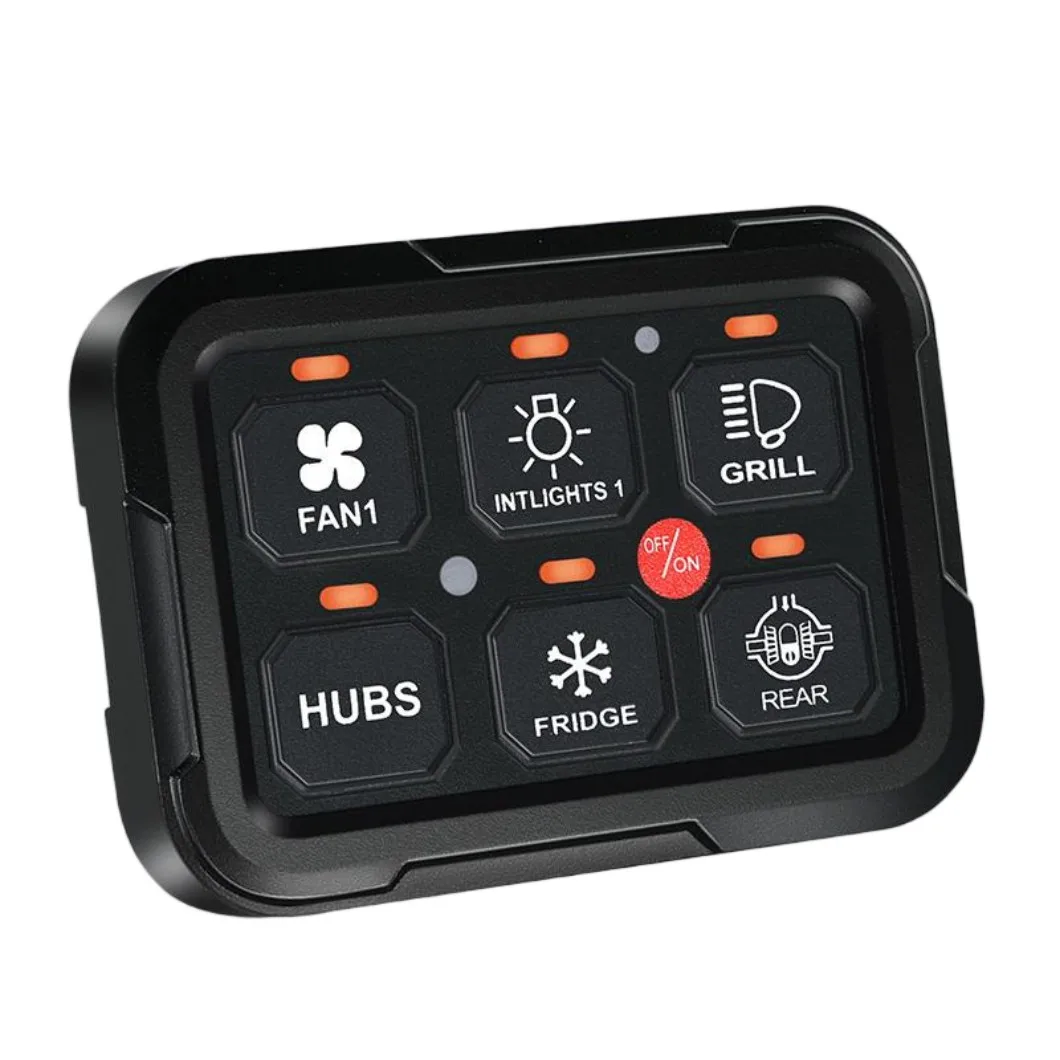 

6-Gang RGB Switch Panel (7 Colors) – Toggle Momentary Flash Strobe Dimming, Universal for Truck/ATV/SUV/UTV/Boat