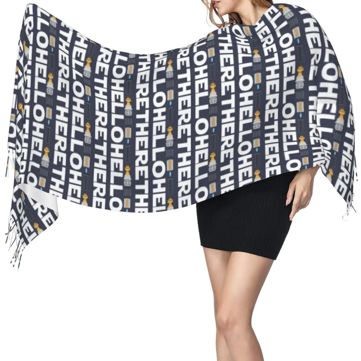 

Hello There шарф с кисточками, женские мягкие теплые шали и накидки, длинная осенне-зимняя шаль