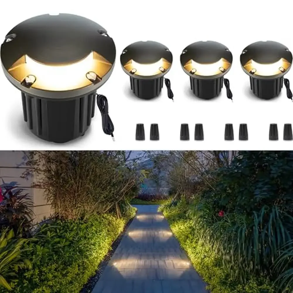 LED Brass In Ground Well Lights 12V Waterproof Path Driveway Landscape Outdoor Fixture Garden Yard Lawn Lighting Safe Energy