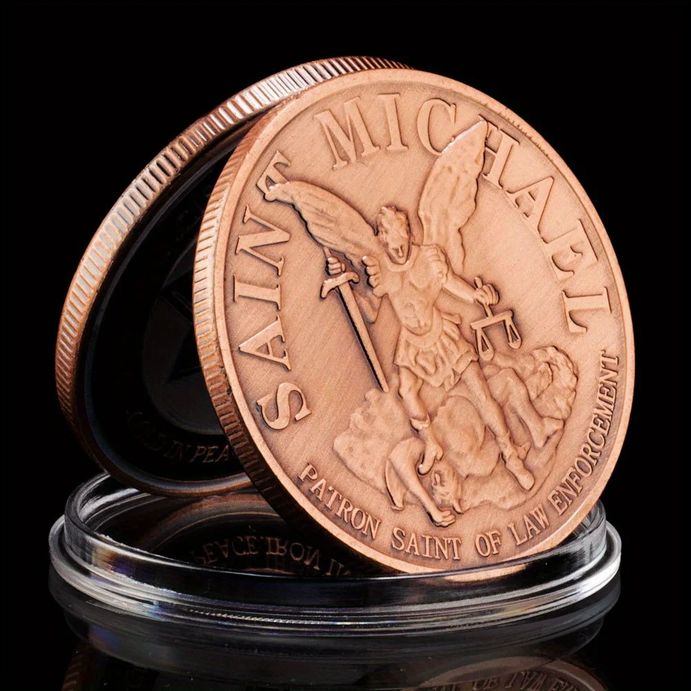 United States City of Boston Police Department Collectible Copper Plated Soouvenir Coin Saint Micheal Commemorative Coin