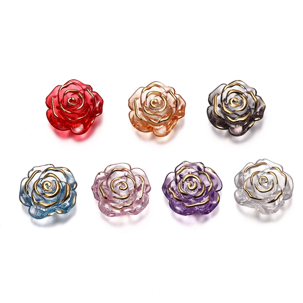 

10pcs 20mm Colour Clear Rose Flower Acrylic Loose Spacer Beads for Jewelry Making DIY Bracelet Necklace Accessories