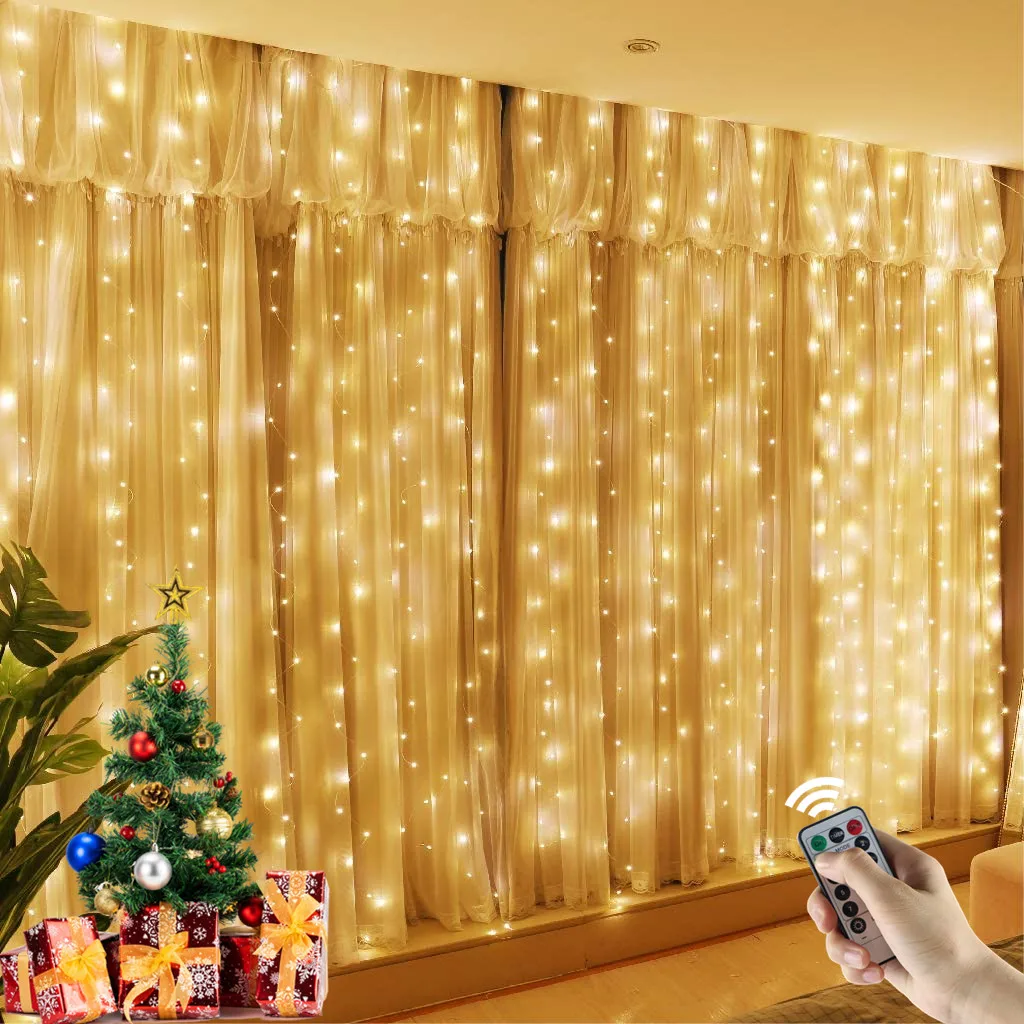 Christmas Lights 3M LED Curtain String Lights USB Fairy Garland Lamp Navidad New Year Window Wedding Room Christmas Decorations