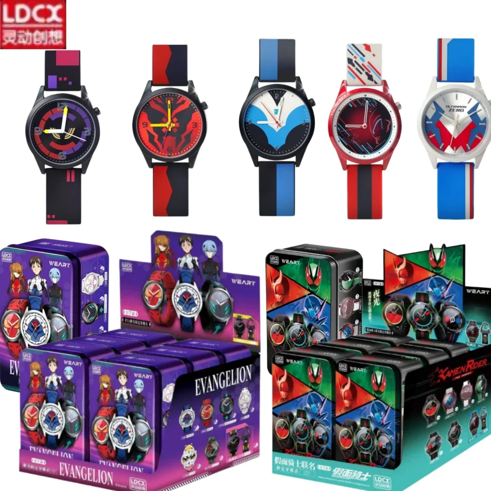 LDCX Offizielle Neon Genesis Evangelion & Kamen Rider WEART Serie Anime Quarz-Armbanduhr Sammlerstück Trendiges Casual Unisex Geschenk