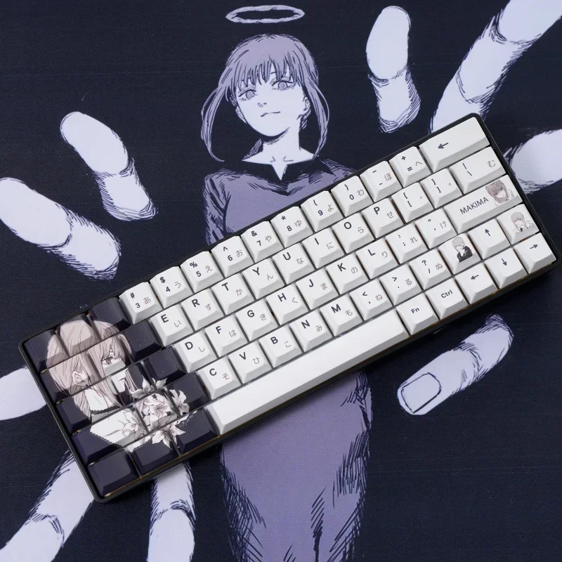 Makima Custom Keycaps PBT Alice Keycap Chreey Japan Key Cap Dye-sub Mechanical Low Shaft Keycap for 64/68/71/108 Boys Girls Gift