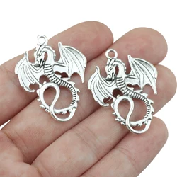 High Quality 10 Pieces/Lot 27mm*35mm Gold Color European Fiery Dragon Charms For Necklaces