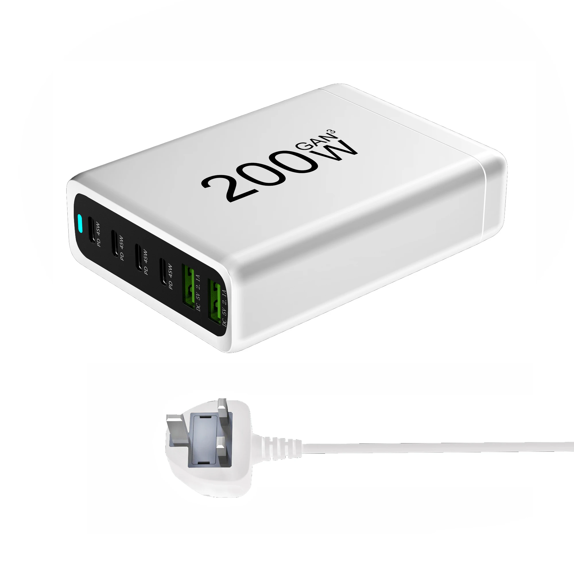 Imagem -05 - Carregador Rápido Usb c Estação de Carregamento Usb-c 40w 20w Portas Usb 18w 18w 18w 18w Compatível com Macbook Computadores Portáteis Iphone Samsung Gan4 in