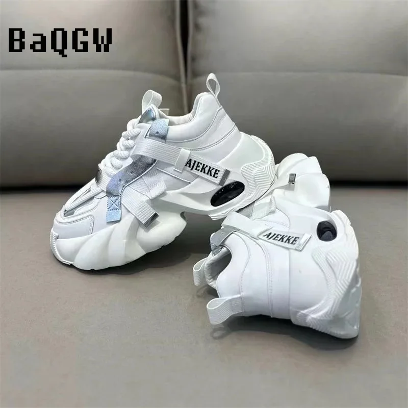 Designerskie buty męskie mody Color Block wygodne męskie grube trampki na platformie modne buty w stylu Casual trampki sportowe Tenis