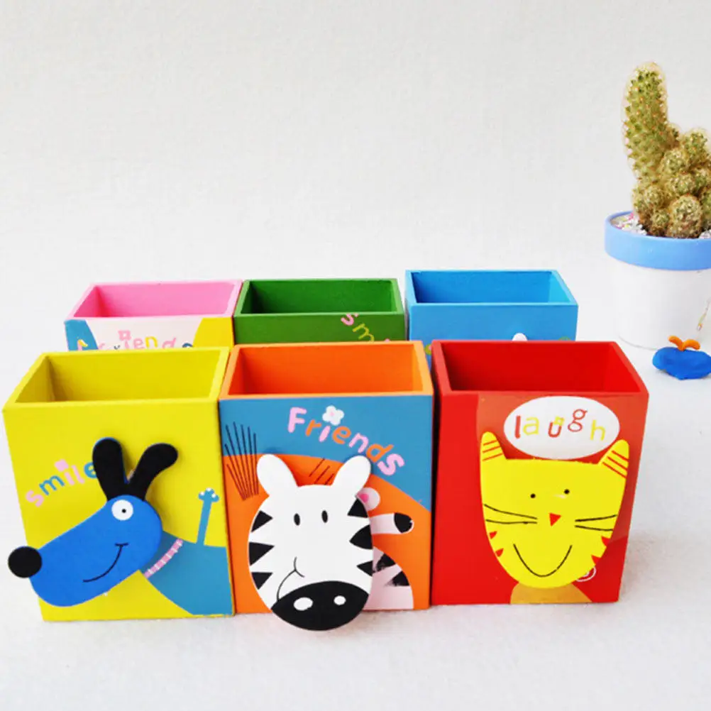 

3Pcs Cartoon Animal Pattern Pen Holders Portable Desktop Organizer Pen Storage Container Creative Office Accessories