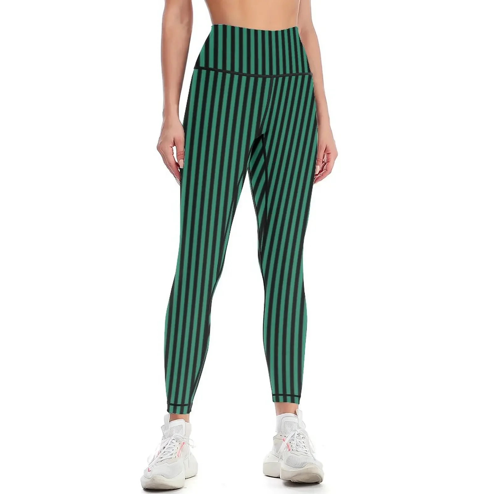 

Elf Green and Black Candy Stripes | Thin Vertical Stripes | Leggings sportswear gym legging gym Womens Leggings