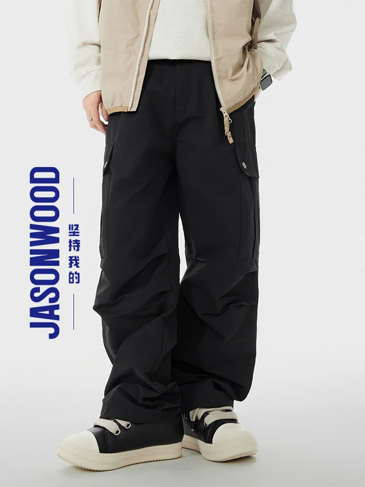 

Мужские функциональные рабочие брюки Jasonwood, новинка 2025, осень-зима, свободные уличные прямые повседневные брюки с несколькими карманами