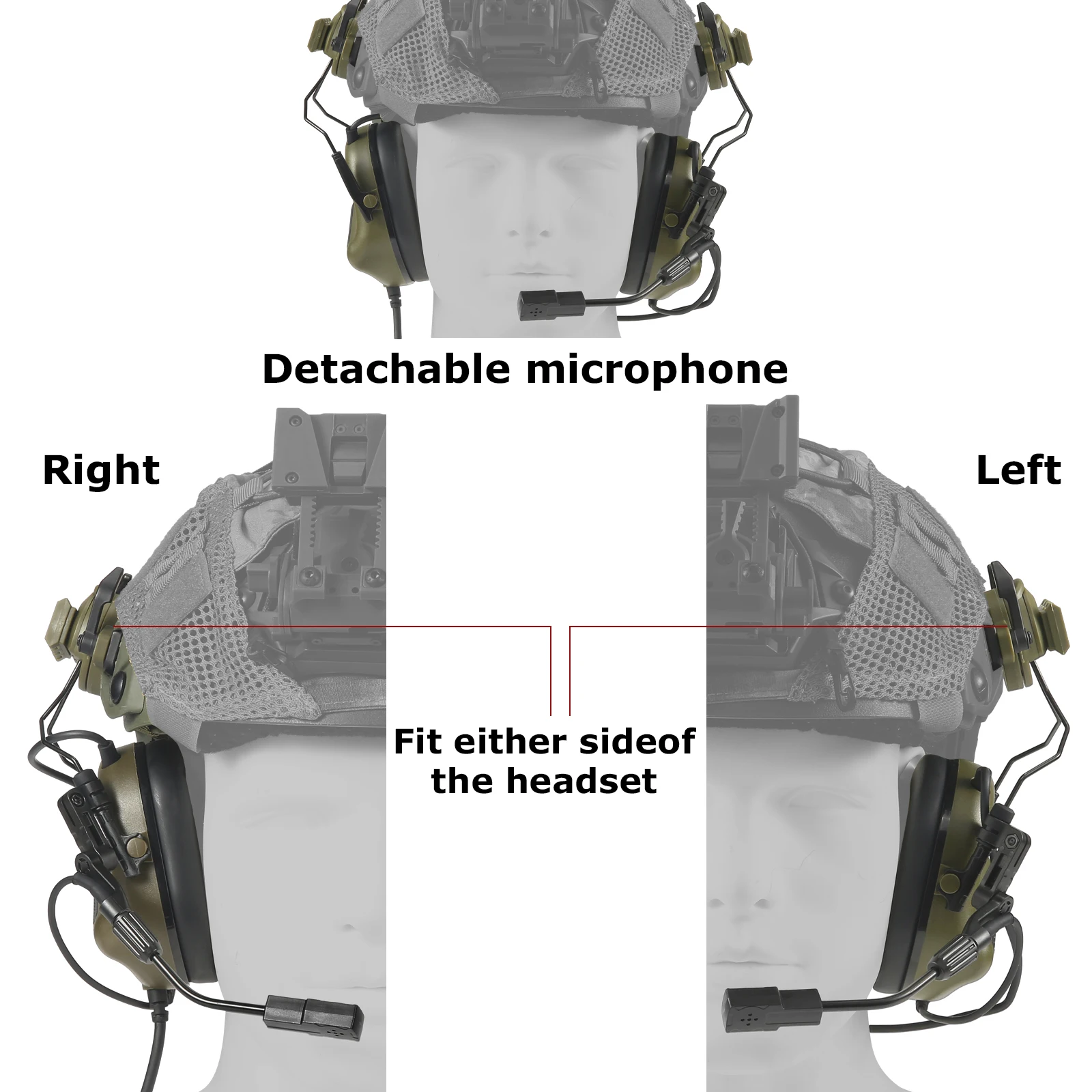 Military Tactical Earmuffs Electronic Hunting Hearing Protection Shooting Earmuffs Air Gun Anti-noise Headset with PTT Adapter