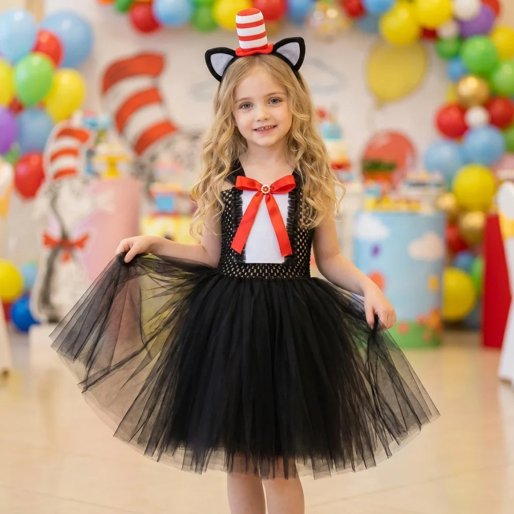 Halloween Fluffy Black Mesh Tutu Dress Multi-layer Sheer Tulle Gown Solid Black Fancy Outfit Voluminous Skirt Fashion Apparel