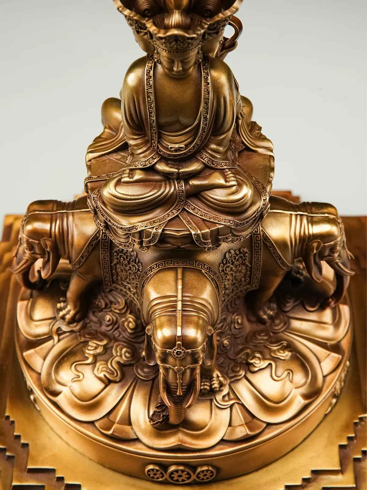 Bronze Seiko Emei Mountain Jinding Full Body Statue of Shifang Puxian Bodhisattva Ornaments image 4