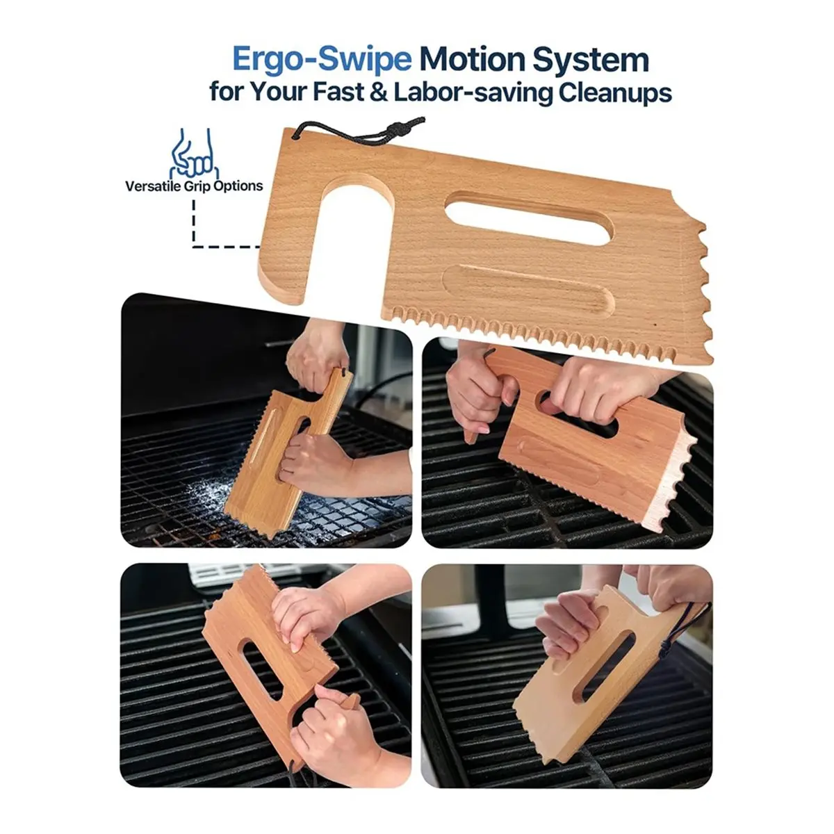 Wooden Grill , Grill Grate Cleaner for Grills - Safe Bristle-Free Grill Cleaning Tool