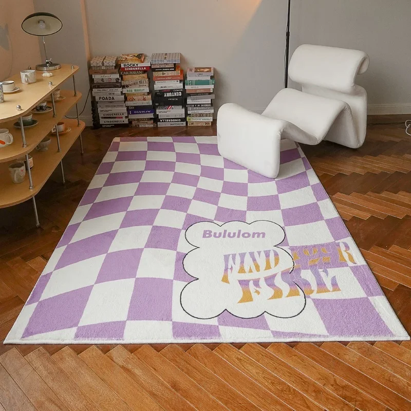 Creative Vintage Checkerboard Living Room Decoration Carpet Trend Bedroom Bedside Rugs Home Decor Fluffy Floor Mat Lounge Rug