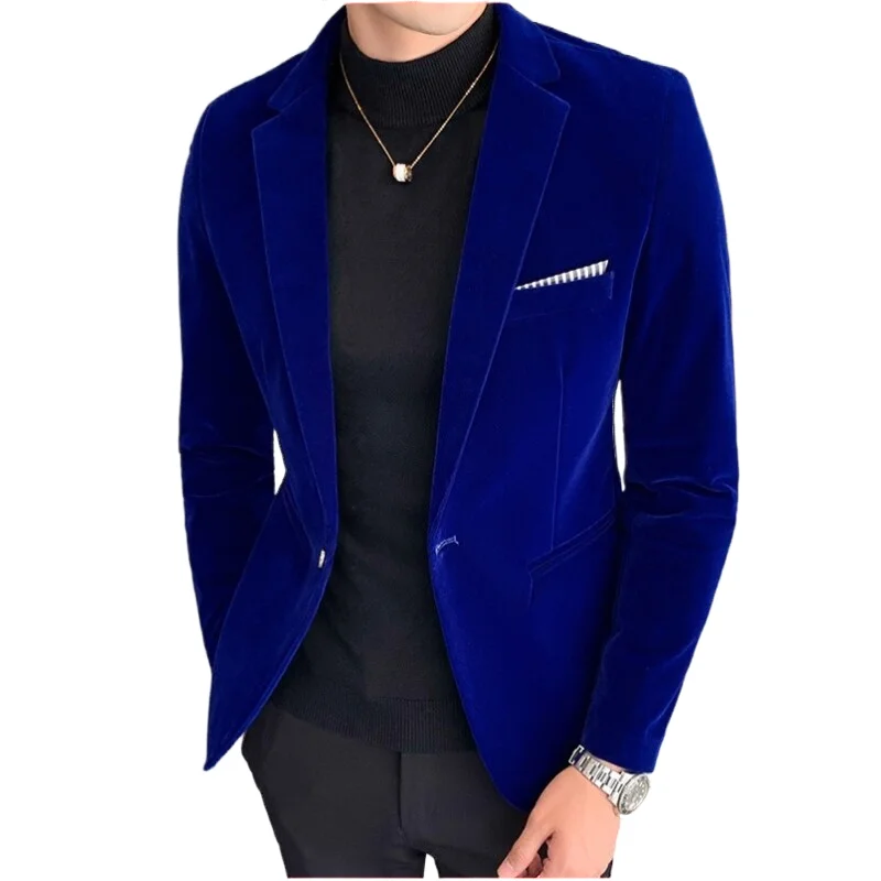 

High Quality Gold Velvet Men Suit Jacket Fashion Men's Wedding Dress Jacket Casual Slim Suit Jacket Formal Evening Dress Blazer