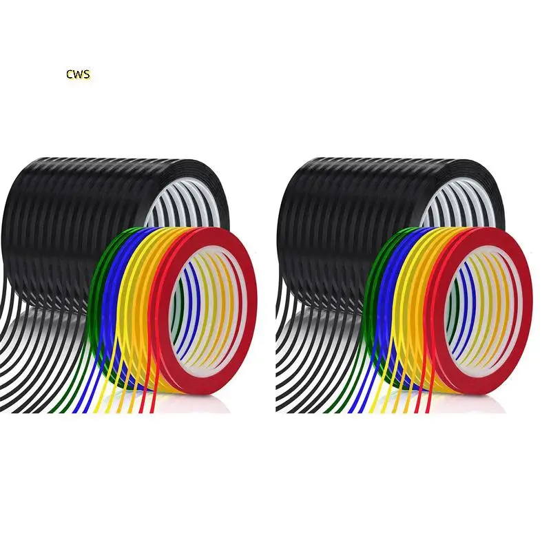 48 لفة شريط بيضاء رفيع 216 قدم لكل لفة 1/8 بوصة رسم فني شبكي شريط كهربائي شريط مسح جاف، 6 ألوان