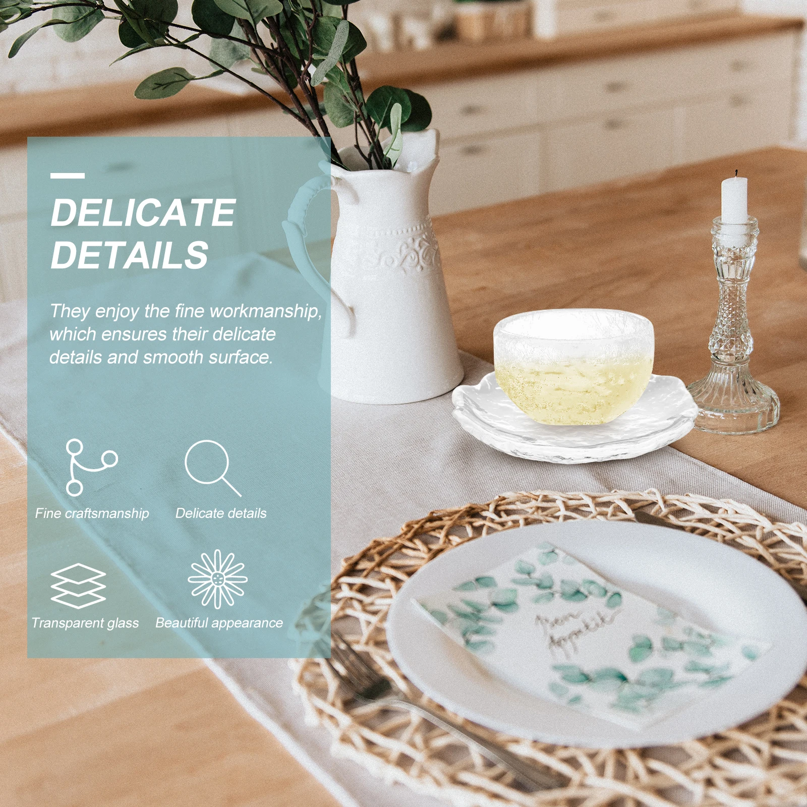 

3Pcs Tea Cup Coasters Creative Japanese Style Heat Resistant Glass Tea Coffee Cup Mats for Home Restaurant Cafe Use