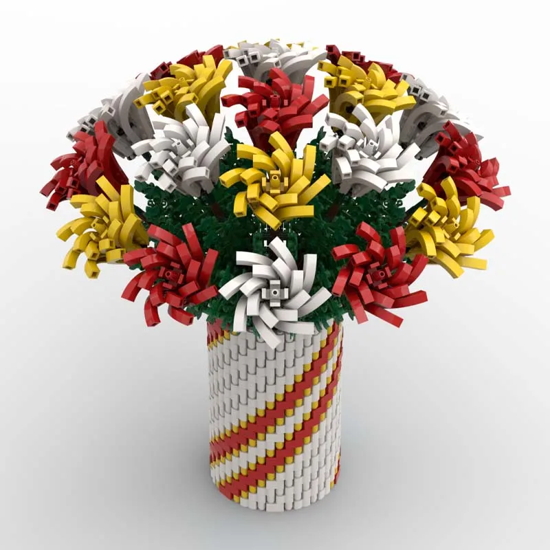 2714 PCS Cupid Arrow Colorful Roses MOC Customize Modular Building Block Simple Educational Technology DIY Boy Holiday Toy Gifts
