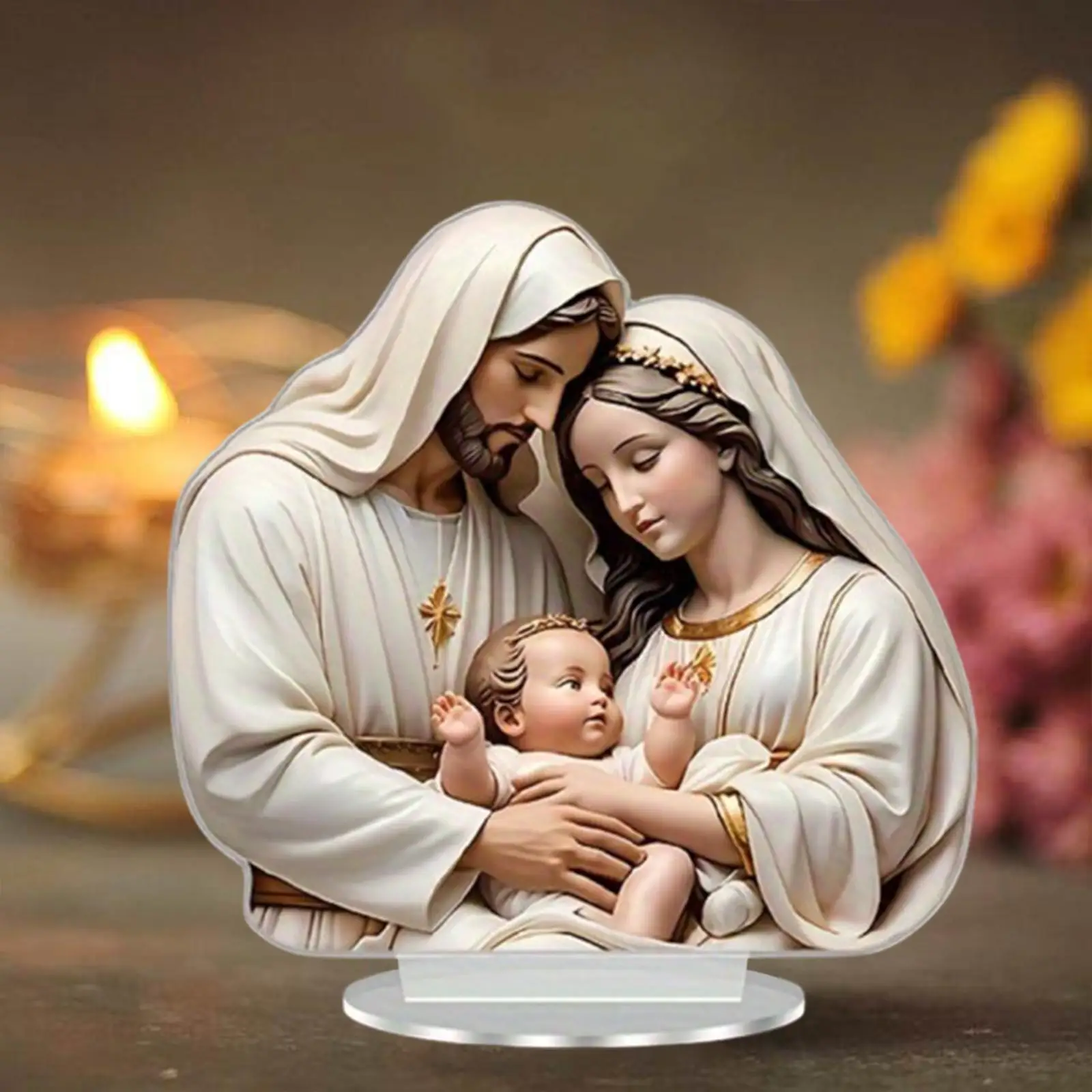 Nativity Jesus Birth Christmas Table Centerpiece 8.9x8.8inch Lightweight Multipurpose Religious Accessories Xmas Decoration