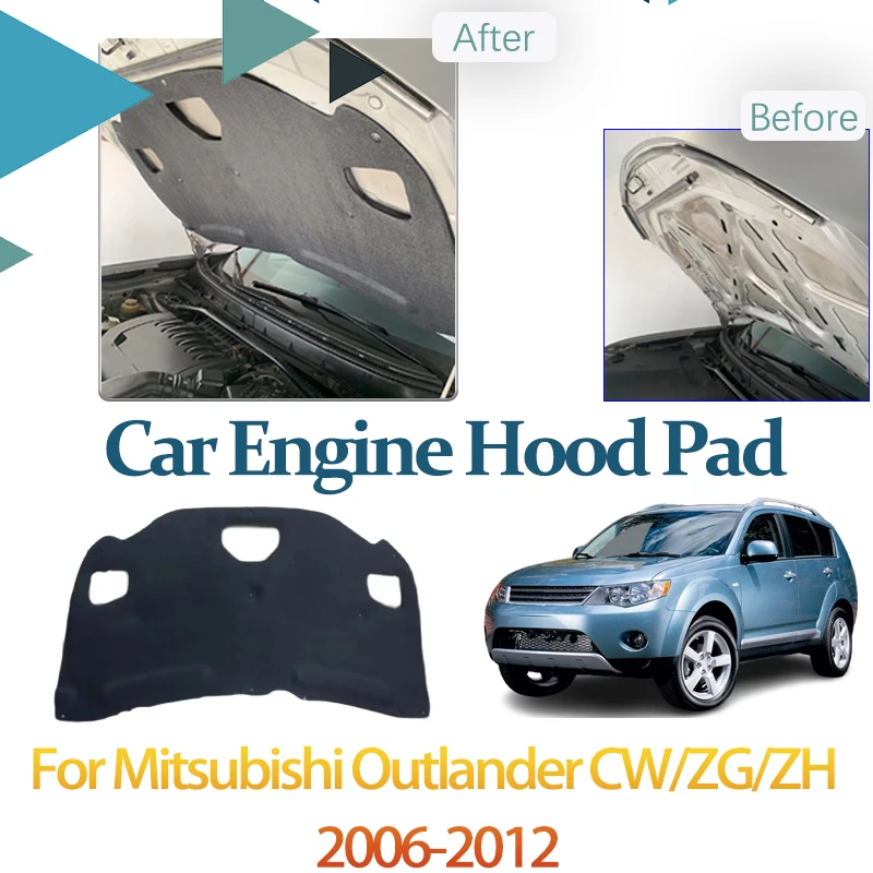 Car Sound Insulation Mats For Mitsubishi Outlander 2010 Accessories CW ZG ZH 2006-2012 2007 Front Hood Engine Sound Cotton Parts