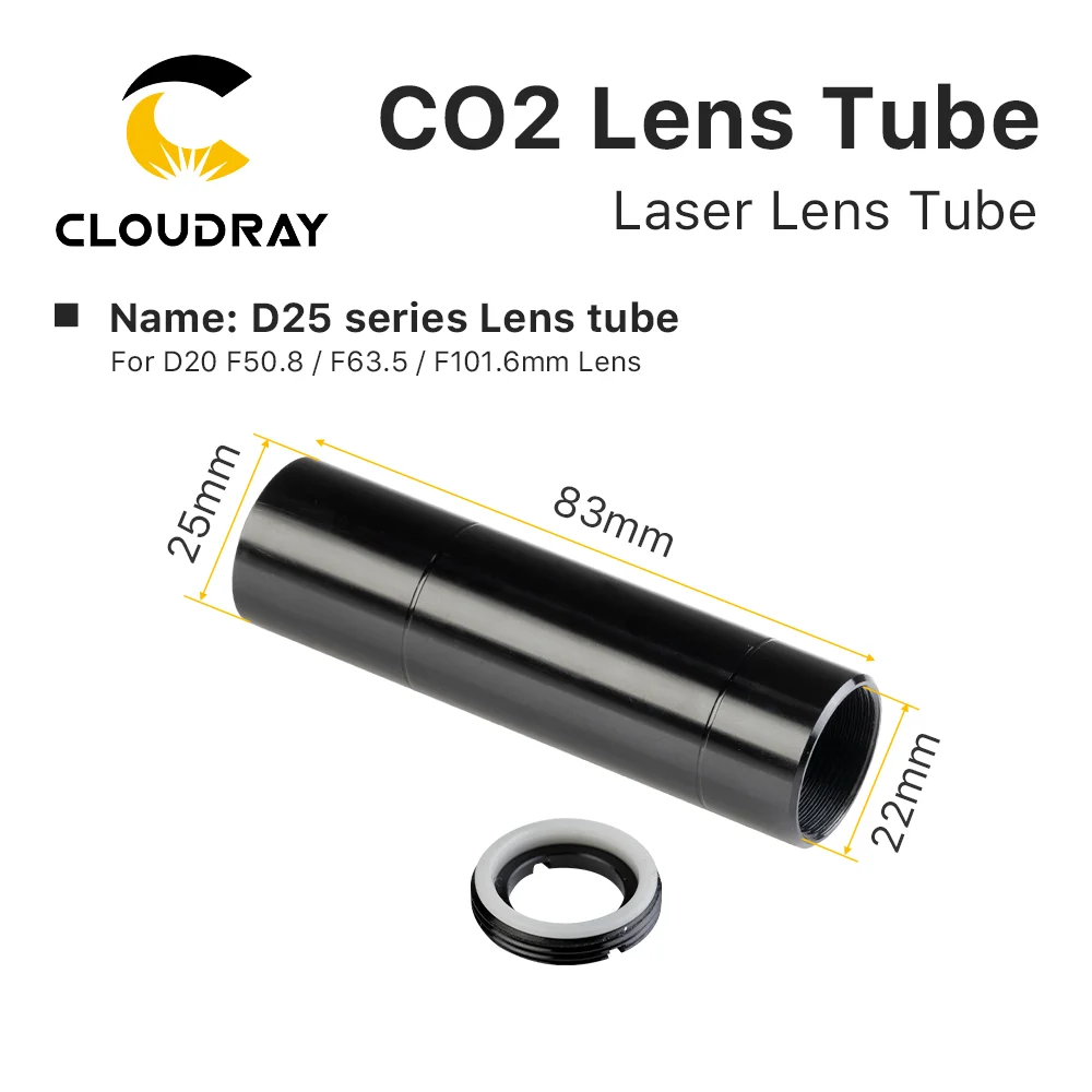 Cloudray-Tubo de lente CO2 O.D.24mm 25mm para D20 F50.8/63,5/101,6mm, lente CO2, máquina de grabado y corte láser, accesorios de cabeza